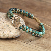 Products Natural Stone Healing Bracelet-Tree of Life Charm Bracelet-African Jasper Beadss Braided Friendship Bracelet-Family Tree Spiritual Reiki